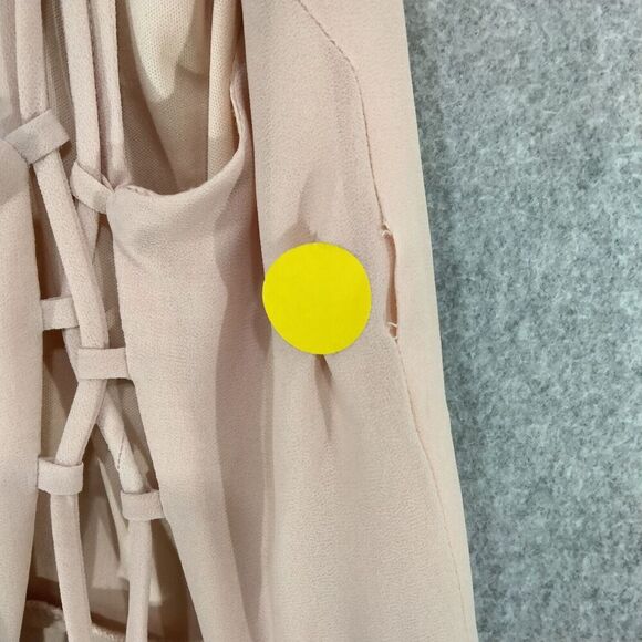 Lulu's Fit And Flare Dress Size Small Blush Pink Lace Up Knee Length Halter Top - Picture 9 of 11